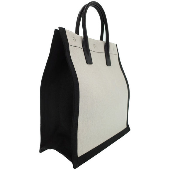 Saint Laurent Cava Tote Black Rive Bag Paris Gray - Picture 1 of 9